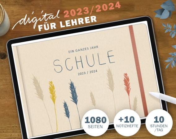Lehrerkalender digital 2023 2024, Planungshelfer fürs Tablet zur Unterrichtsvorbereitung und Schuljahr Planung